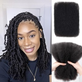 BLL Afro Kinkys Bulk Human For Braiding Hair Mini Twist Braiding Dreadlock Loc Extensions Black Color 18 Inch 50G