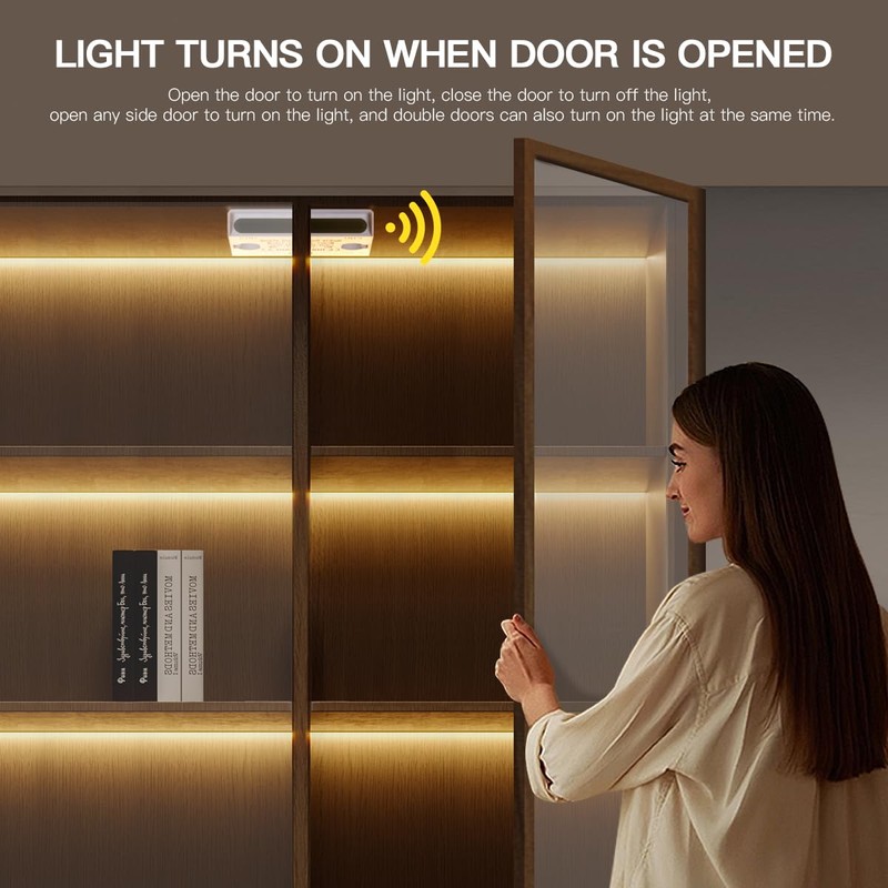 COB LED Strip Lights 12V,6-in-1 Door Sensor Control Under Cabinet