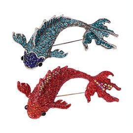SHIDXIB 2Pcs Men's Fish Rhinestone Brooch Pendant Stylish Accessory for Any Outfit