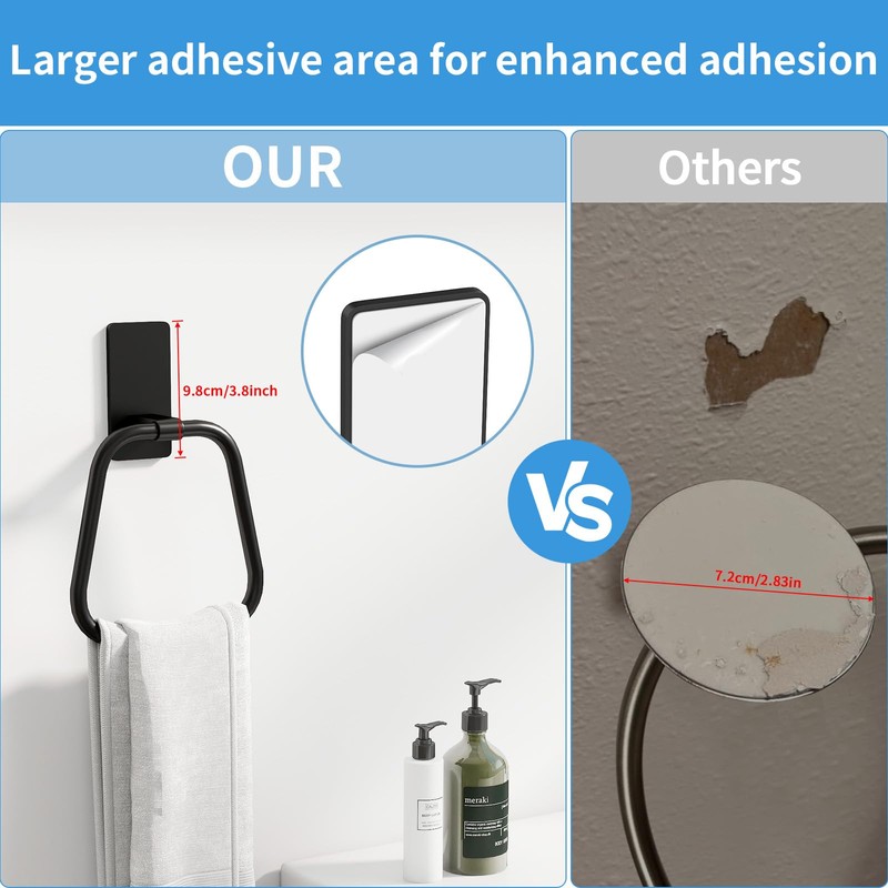 JUYSON Adhesive Hand Towel Holder for Bathroom, No Drill Towel