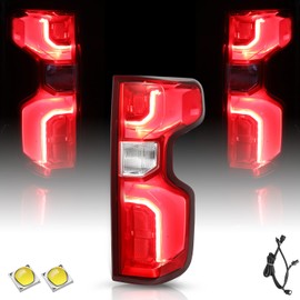 TUSDAR LED Tail Light Assembly Compatible With 2019 2020 2021 2022 2023 Chevy Silverado 1500 Taillights Brake Rear Lamp with Bulb and Harness Right Passenger Side