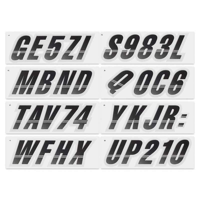 STIFFIE Techtron Black/Silver 3" Boat & PWC Registration Decals •