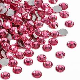 Beadsland Gemas redondas de cristal con parte posterior plana para arte de uñas y manualidades, pegamento, rosa, 4.6-4.8mm, SS20/1440 piezas
