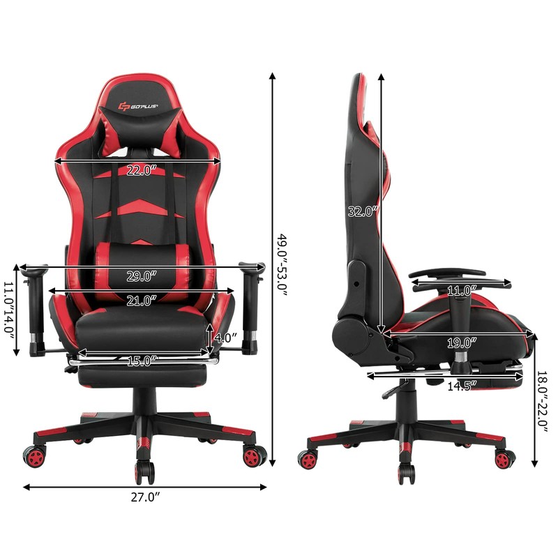 TOMANOR Gaming Chair Computer Chair with Footrest and Massage Lumbar