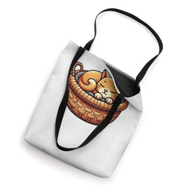 Sleeping Pet Kitten Weaved Basket Lover Cute Cat Tote Bag