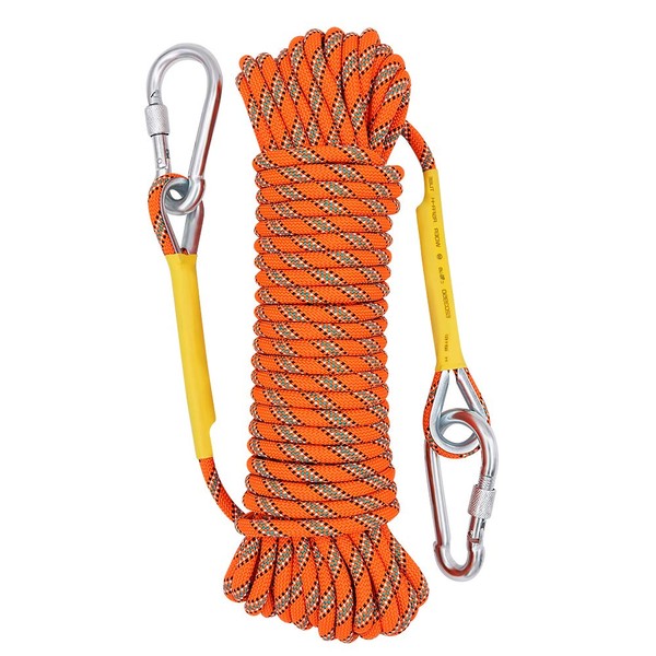 X XBEN Outdoor Climbing Rope 10M(32ft) 20M(64ft) 30M (96ft) 50M(160ft) Rock Climbing Rope, Escape Rope Ice Climbing Equipment Fire Rescue Parachute Rope (32 Foot) - Orange