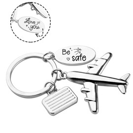 Long Distance Gifts for Him Her Girlfriend Boyfriend Birthday Christmas Gifts for Wife Husband I Love You Gifts for Fiancee Fiance Flight Keychain for Women Men Black Airplane Keychain for Car Keys