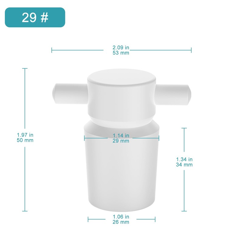 stonylab PTFE Stopper with Handle, 3 Pack Sizes 29# Lab
