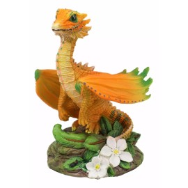 Fantasy Green Thumb Fruity Vitamin Orange Dragon Statue Fairy Garden Collectible