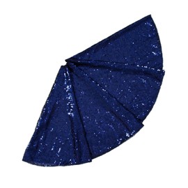 ShinyBeauty 21Inch-Navy Blue-Sequin Christmas Tree Skirt, 21in Mini Sequin Tree Skirt for Christmas Decoration Small Christmas Tree Skirt for Small/Tabletop Trees