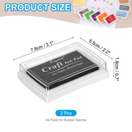 PATIKIL Craft Ink Pads for Stamps, 2 Pcs Washable Finger Print Ink Stamp Pad Color DIY Square for Rubber Stamps Paper Scrapbooking Fabric Wood, Black
