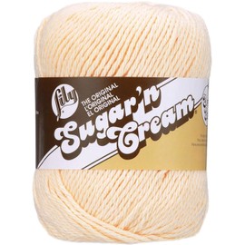 Lily Sugar 'N Cream Super Size Solid Yarn, 4oz, Gauge 4 Medium, 100% Cotton - Cream - Machine Wash & Dry