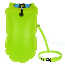 Minicoco Swim Buoy Waterproof Swimming Floats PVC Tow Float Dry Bagor Adults and kids Inflatable Watertight Dry Bagfor Open Water Water Sports Triathletes Kayakers Snorkelers (Green)