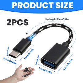 Yewseas Pack of 2 USB C Adapters, 2 Pieces OTG Type C to 3.0 Tablets, Smartphones with USB-C Port, Faster Data Transfer and Support for External Devices, Keyboards