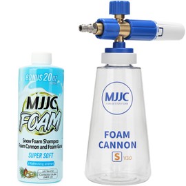 MJJC Foam Cannon S V3.0 (Thicker Snow Foam Technology) with 1/4 Inch Quick Connector for Pressure Washer Foam Soap(20 fl oz) Kit