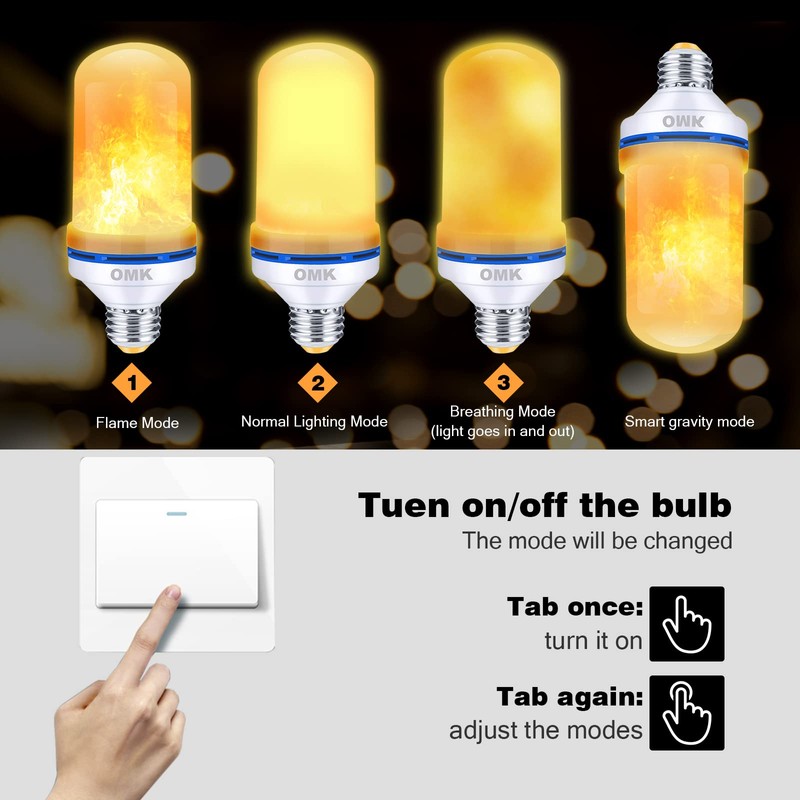 OMK Christmas Decorations Flame Light Bulbs, LED【Upgraded 2 Pack 】