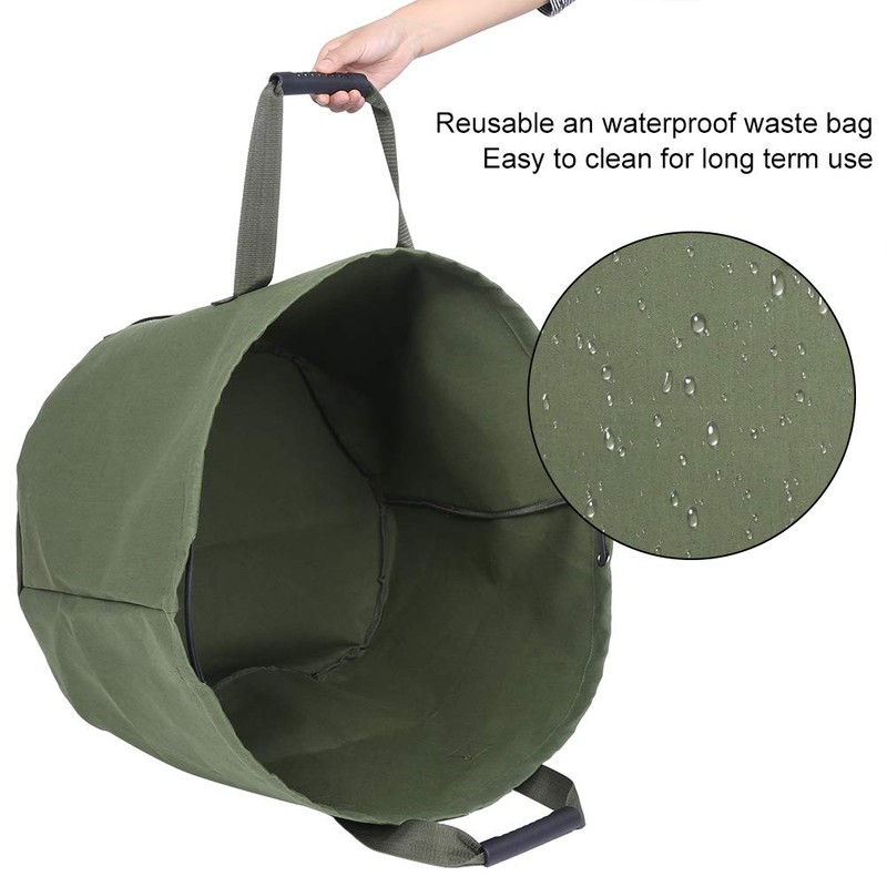 Portable Waterproof Reusable Canvas Garden Leaf Waste Bag, Garden Lawn