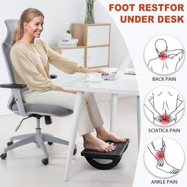 Lighterday Foot Stool,Ergonomic Foot Rest Under Desk,Adjustable Foot Rest,Comfortable Footrest Under Desk for Leg Rest,Desk Foot Rest with Roller Massage,Footrest Under Desk for Office Home (Black)