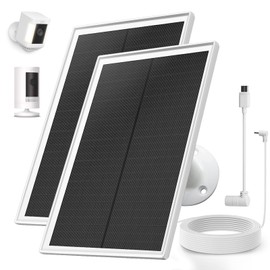 OuOudoit Solar Panel Charger for Ring Camera, Compatible with Ring Stick Up Cam Battery, Ring Spotlight Plus/Pro Battery, Waterproof, 6W Fast Charging (with typeC Adapter 2Pack)