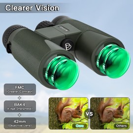 Black hole 12x42 Binoculars High Power Binoculars for Adults with FMC Lens for Bird Watching Travel Stargazing Hunting Concerts (Green)