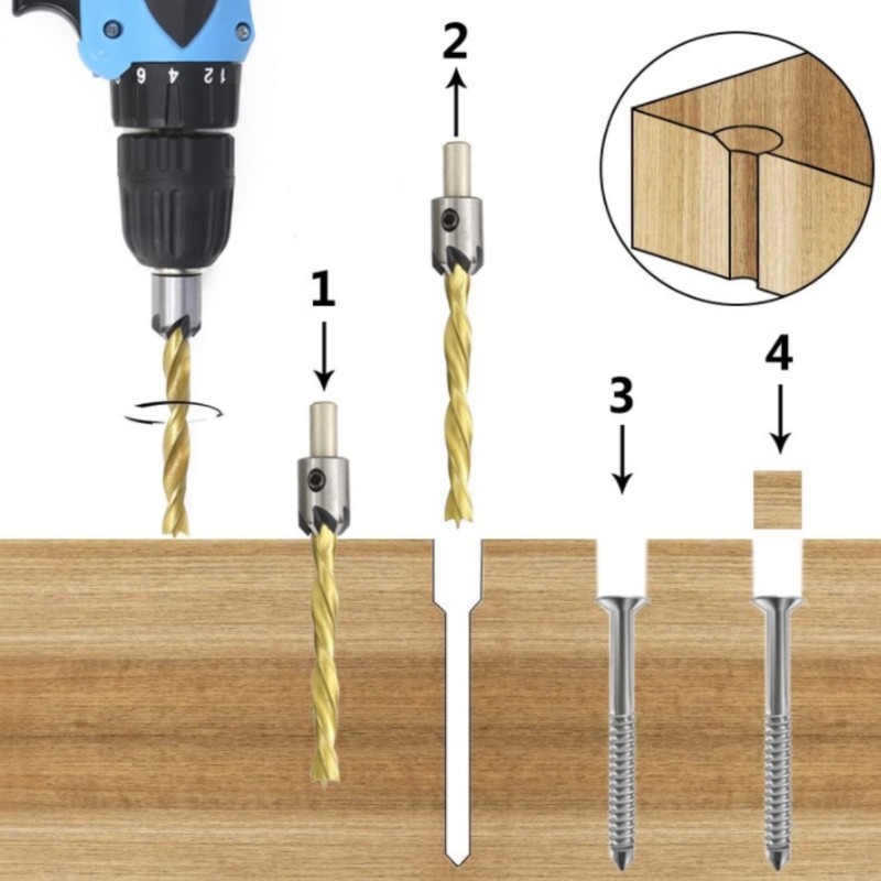7pcs Woodworking Countersink Drill Bit Set Woodworking Carpentry Reamer Boring