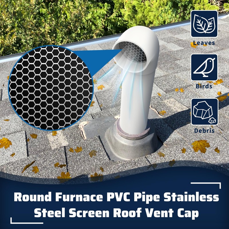 Pearwow PVC Vent Termination Cap, 1 Pcs Roof Vent Cap
