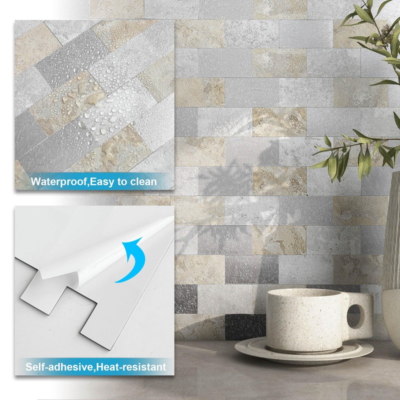 BeNice Peel and Stick Kitchen Backsplash Subway Self Adhesive Sticky