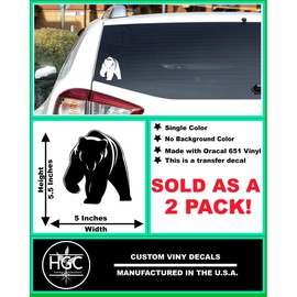 2 Pack - Grizzly Bear | Car Decal Vinyl Sticker Graphics | 5 Inches Wide by 5.5 Inches Height HOM1833A.21 Yellow