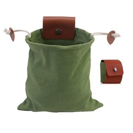Canvas Foraging Pouch for Hiking Durable Foraging Bag Collapsible Bushcraft Bag Portable Waist Bag for Outdoors Camping Easy Looping Around Belts-Canvas Green