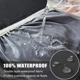 TOPYUMH 100% Waterproof Couch Cushion Covers Sofa Seat Covers, Stretch Individual Sofa Cushion Covers for Sectional, Reversible Couch Sofa Protector Covers for Pets with Elastic Bottom, Washable