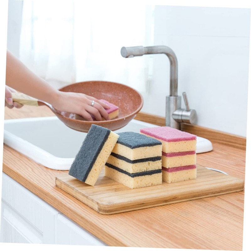 ORFOFE 6pcs Scrub Sponges Kichen Cleaning Sponge Soft Tough Pads