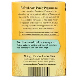 YOGI TEA Yogi Purely Peppermint Tea 16BAGS NET WT 0.85OZ (24G)