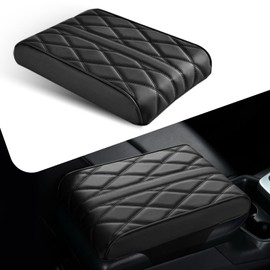 SLIMI 1 PC Car Armrest Box Booster Pad, Memory Foam Leather Relieve Elbow Pressure Cushion, 3D Diamond Lattice Non-Slip Breathable Protection, Universal for Cars (Black)