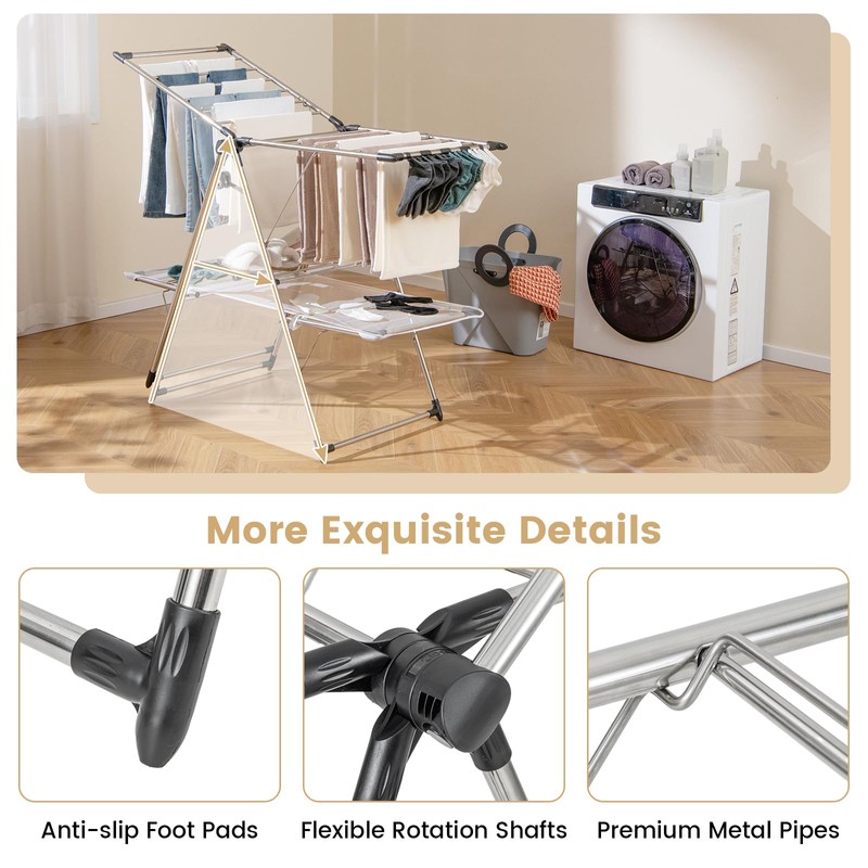 Giantex Clothes Drying Rack, Stainless Steel Foldable Laundry Drying Rack