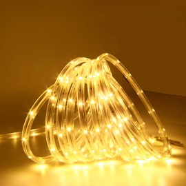 Cuerda de iluminación blanca cálida de 3000 K, tira de luces LED planas flexibles de 33 pies, luces de decoración impermeables y extensibles para jardín, patio, pérgola patio, actividades navideñas