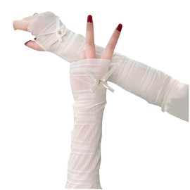 Tidyworm Women's Arm Cover, UV Protection, Long Fingerless, Cooling Gloves, Smartphone Compatible, Stylish, Thin, Summer Gloves, Sun Protection, UV Protection, Bicycle, Driving, Commuting to Work, A