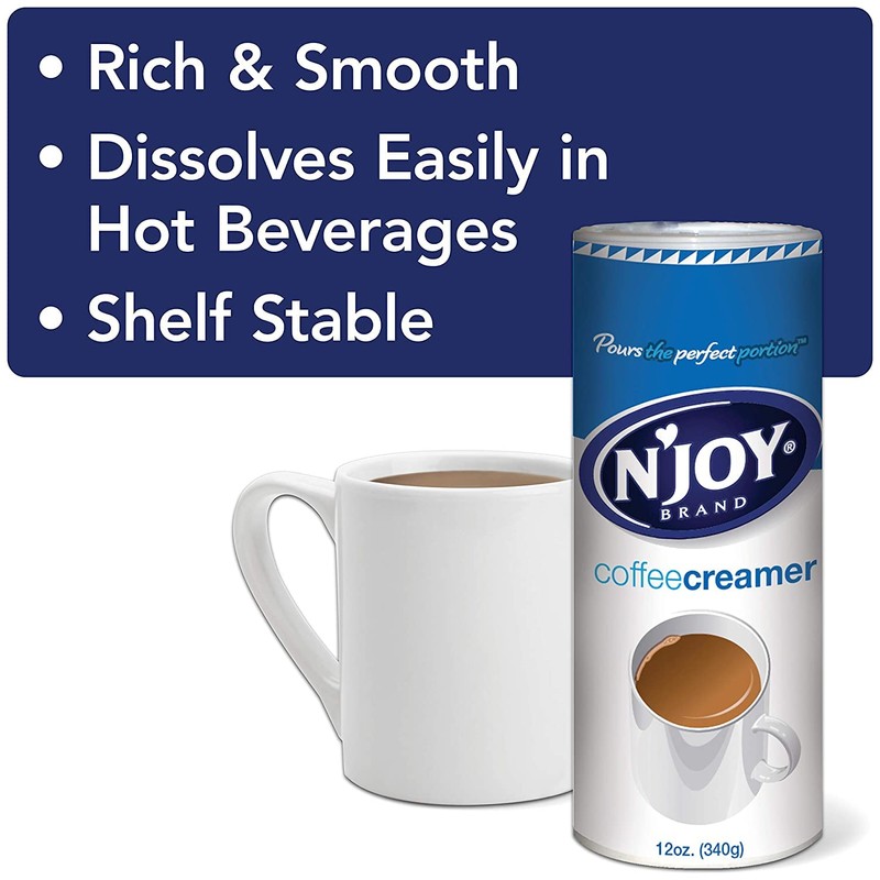 N'Joy Coffee Creamer Powder Easy Pour 16oz Canisters (2pk) Non