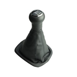 Newtown2700-parts Gear Knob Gear Stick Boot Frame Black Stitching Black Cap in Black and Chrome Look Compatible / Replacement Part for VW Passat 3B 3BG B5 5.5 5 Speed