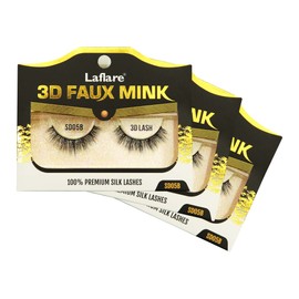 Laflare Silk Lashes 3D FAUX MINK Eyelashes, Light, Reusable, Handmade, Natural Looking, Professional Easy to Apply Eyelashes in a Knitted Style1-3 PACKS BUNDLE SPECIAL (3, SD05B)