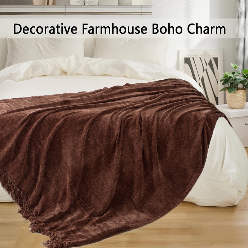 CREATE Chenille Throw Blanket - 50"X 60", Soft Cozy Blanket