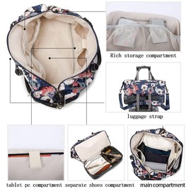 Kinmac Garment Bag with Shoes Compartment, Duffel Bag for Travel,Sports Gym Yoga Duffel Bag Weekender Overnight Totes Bag (Camellia)