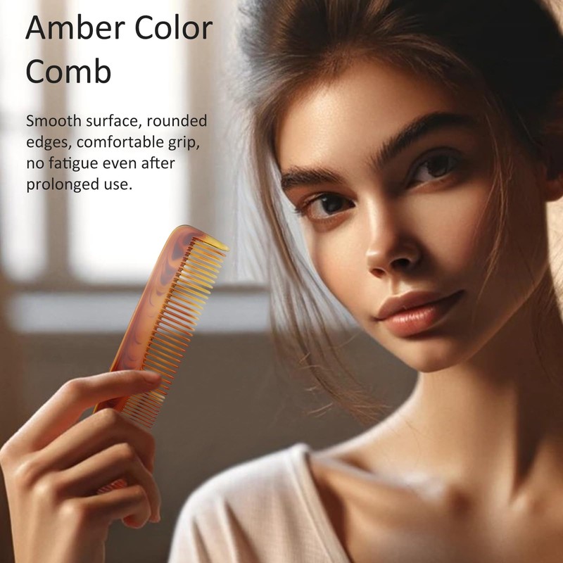 Handcrafted Amber Dressing Comb - Fine-Tooth Styling for Superior Grooming,