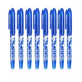 DOETYD Erasable Pens Rub Out Pens, 8 Blue Erasable Gel Pens with Eraser 0.5mm Tip for School Office Students Adults