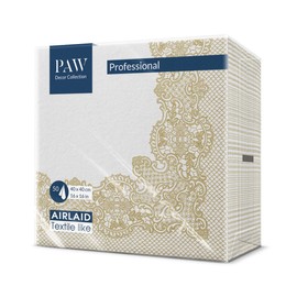 PAW - Airlaid Napkins - Fabric-Like (40 x 40 cm) I Pack of 50 I Ideal for Weddings, Christenings, Communion, Birthdays I Fabric Napkins - Ornament, Gold, Frame I Colour: Royal Lace (Gold)