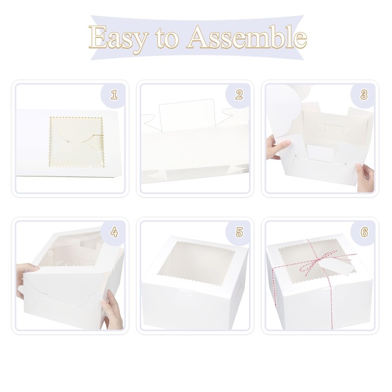 DOYIDE 20Pcs 8 Inch Cake Boxes with Window, 8x8x5 Inches