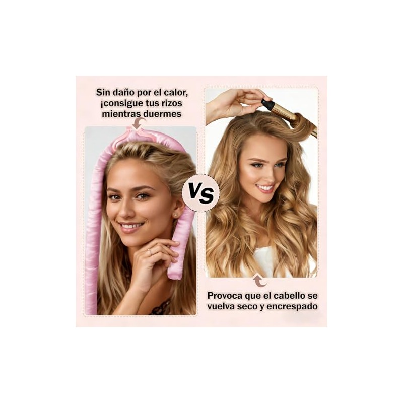 Rizadores de Cabello Sin Calor 10 Piezas, Gorro para Dormir