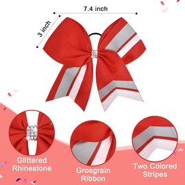 12PCS Cheer Bows Bulk Glitter Cheerleading Bows Girls Hair Bows Cheer Bows Elastic Band Ponytail Holder for Cheerleaders Teen Girls College Sports Competition