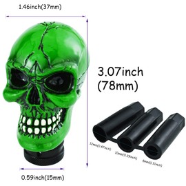 Temzzer Skull Resin Transmission Shift Lever Knob Heavy Shiny Vehicle Shifter Handle Stick Head for Most Manual Automotive Vehicles (Green)