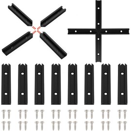 Iverntech 16 Pieces Black T Rail Intersection Set with Wood Screws T-Track Phillips Parts Aluminum Anodized for Table Saw, Router, Table