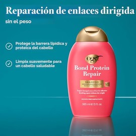 OGX Repair & Protect Bond - Champú reparador de proteínas, lavado ligero para el cabello que limpia y dirige el cabello dañado para una reparación efi
